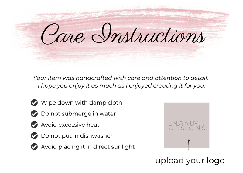 Resin Care Instructions + Thank you for Your Purchase Printable Customizable
