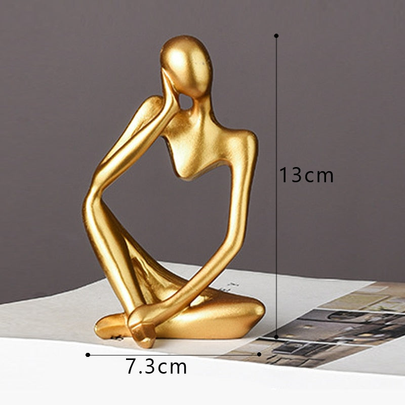 Modern Golden Abstract Thinker Resin Figurine